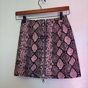 The Ragged Priest Pink and Black Snake Print Mini Skirt
